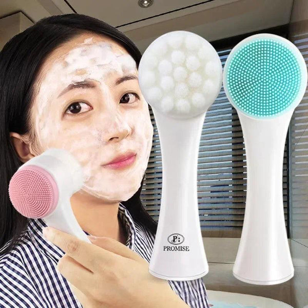 3D Silicone Facial Wash  Manual Cleansing Brush Facial Cleanser Soft Bristle Cleaning Brush Double-sided Massage Brush